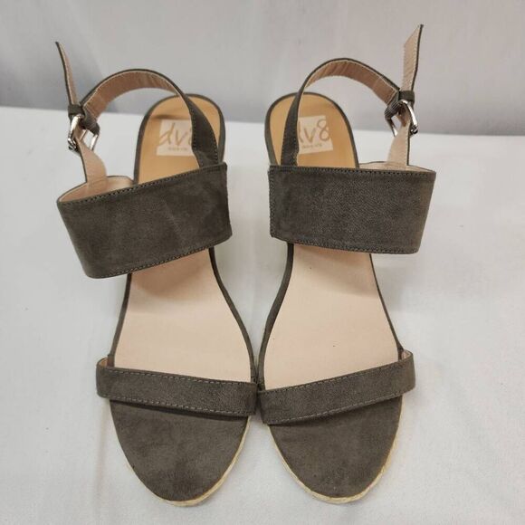 Dolce Vita Size 11 Wedge Heel Sandal Olive Faux Nubuck Suede - Picture 8 of 11